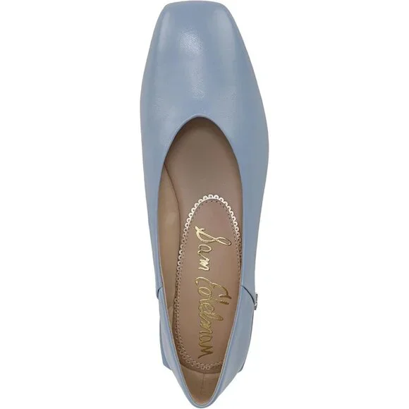 Sam Edelman Women Billow Blue Leather Pull-On Rounded Toe Ballet Flat Shoes - Picture 5 of 6